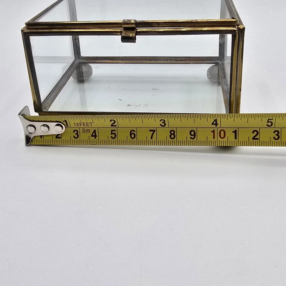 Vintage Brass & Glass Display Trinket Jewelry Box